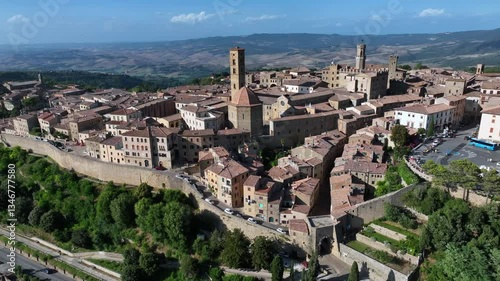 Aerial view of the ancient village of Volterra, Tuscany, Italy