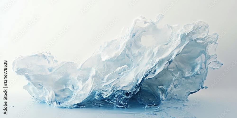 Obraz premium Ephemeral Dance: A dynamic sculpture of water, suspended mid-air, its liquid form frozen in an ethereal dance of curves and folds, capturing the essence of fluidity and transformation.