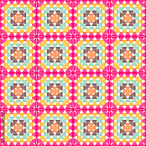 Pattern with crochet granny square wallpaper handmade decorative art design print	