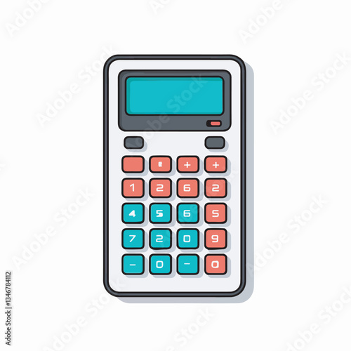 Modern digital calculator with a red and green button interface