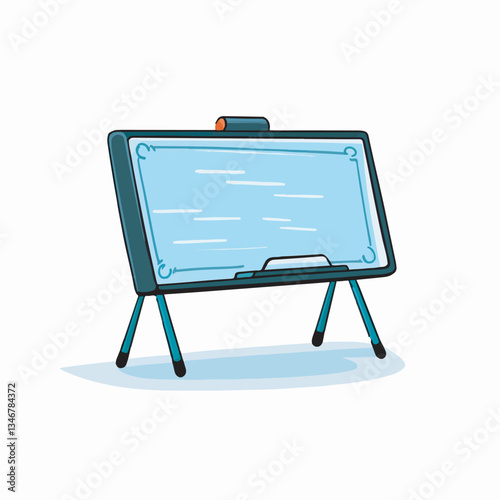 Modern whiteboard on a stand with markers and eraser