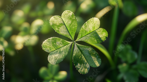 Realistic Four-Leaf Shamrock Close-Up