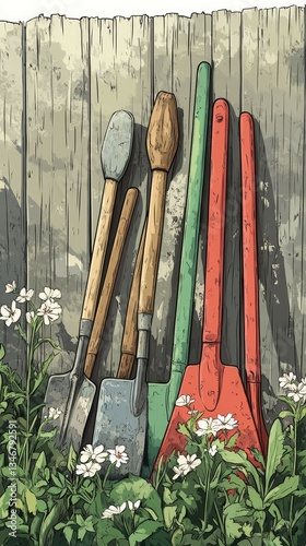 Obraz na płótnie Grandmothers Heirloom Tools, Gardening tools w salonie