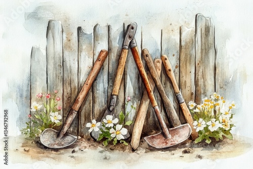 Obraz na płótnie Grandmothers Heirloom Tools, Gardening tools w salonie