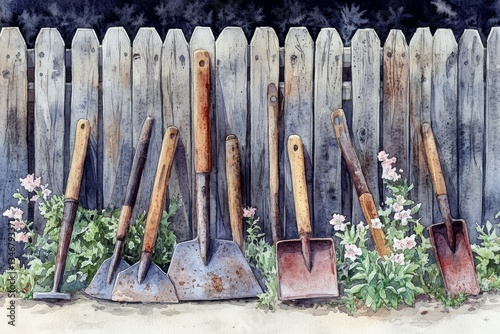 Obraz na płótnie Grandmothers Heirloom Tools, Gardening tools w salonie