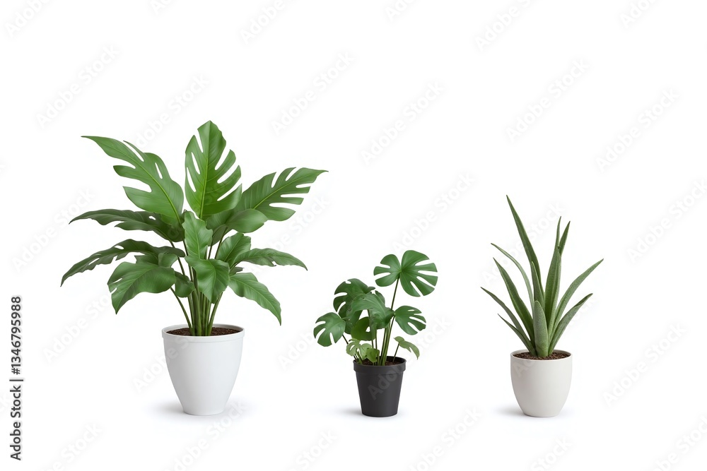 Obraz premium three potted plants on a white background