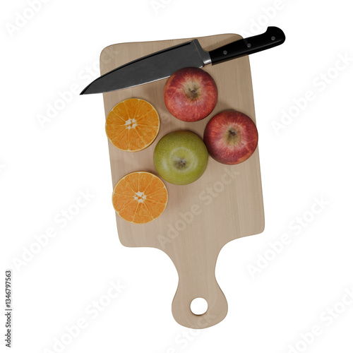 fruits on table with knife 