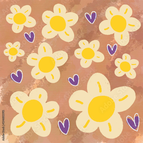 seamless summer floral pattern with orange color