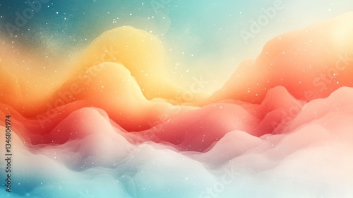 Abstract gradient background with bright red and yellow, soft mint and peach, featuring a flat design, ideal for modern and elegant designs.