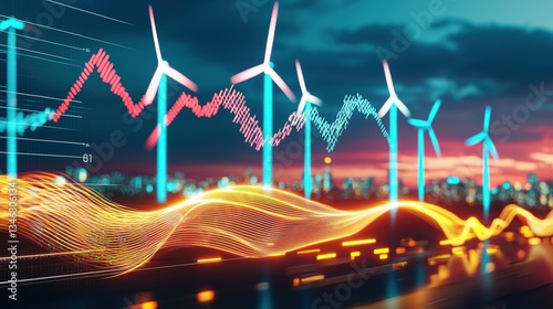 A bar chart comparing fossil fuel vs. renewable energy pricing trends.