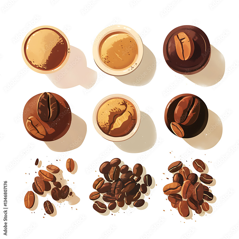 Fototapeta premium Coffee and accessories concept illustrations for wallpaper or advertising