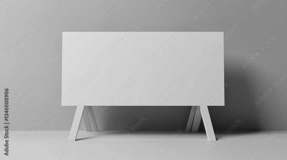 Minimalist white easel stand against a gray background Minimalist white easel stand against a gray background