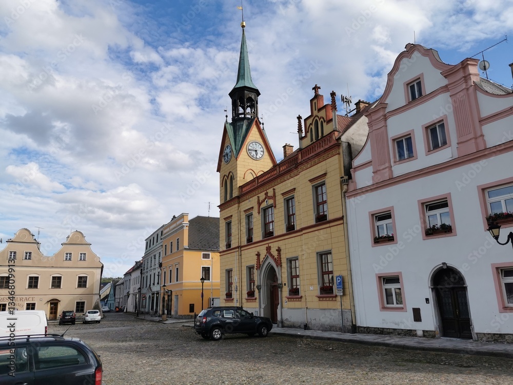 Naklejka premium old Vidnava city twon hall in Czech republic