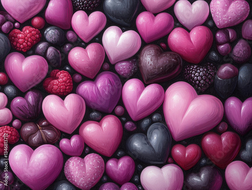 Bright heart shapes for a vibrant Valentine’s or Women’s Day greeting.