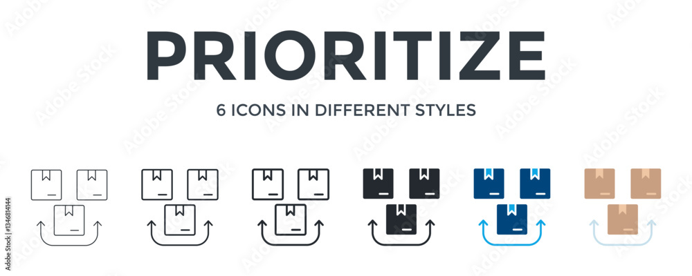 Prioritize Icon In Different Style Vector Illustration. Designed In Thin Line, Regular Line, Bold Line, Glyph, Color Fill, And Flat Style Can Be Used For Web Prioritize Icon In Different Style Vector Illustration. Designed In Thin Line, Regular Line, Bold Line, Glyph, Color Fill, And Flat Style Can Be Used For Web
