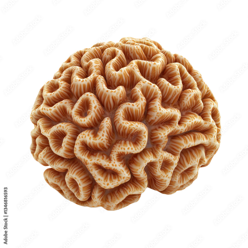 Obraz premium 3D icon of Brain coral (Diploria labyrinthiformis) isolated on transparency background