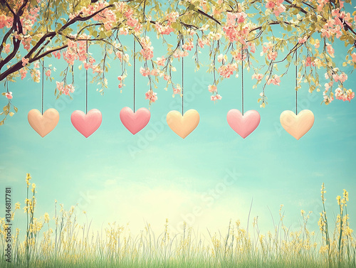 Sweet heart symbols for a charming Valentine’s or Women’s Day greeting card.