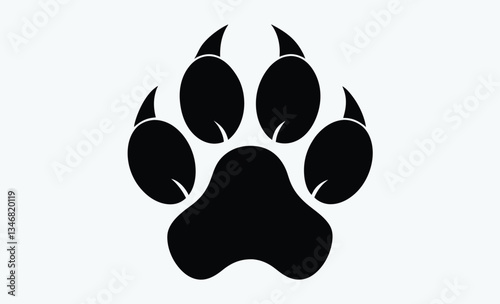 Bobcat paw print silhouette, black animal track icon