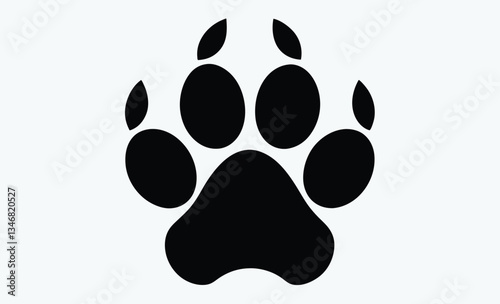Bobcat paw print silhouette, black animal track icon