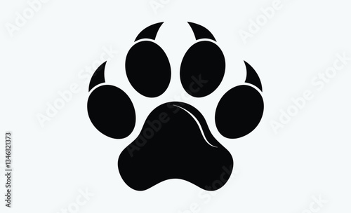 Bobcat paw print silhouette, black animal track icon