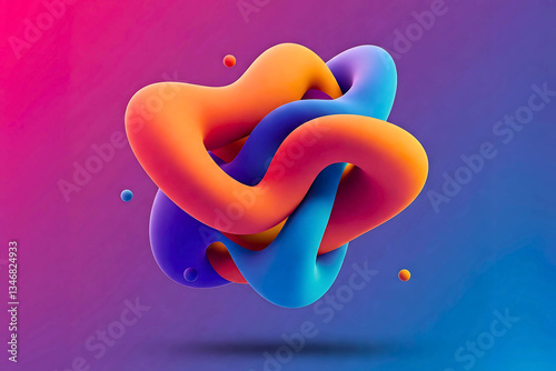 Dynamic 3D Abstract Art with Intertwined Shapes and Vibrant Colors