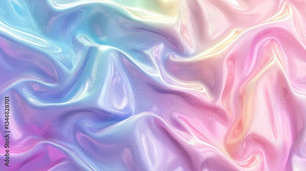 Fototapeta premium Iridescent pearl-like gradient with soft pastel rainbow colors creating a fabric-like texture for backgrounds and artistic designs