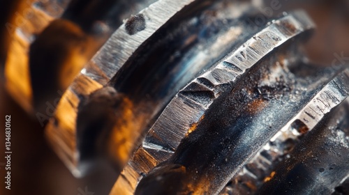 Close-up of a worn metal screw thread.