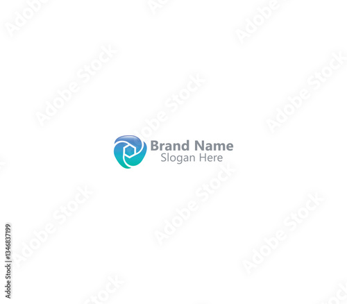 Abstract Spiral hexagonal logo, three dimensional logo design with white background. 