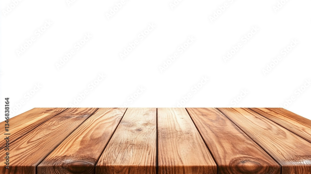Rustic wooden tabletop with horizontal planks on white background Rustic wooden tabletop with horizontal planks on white background