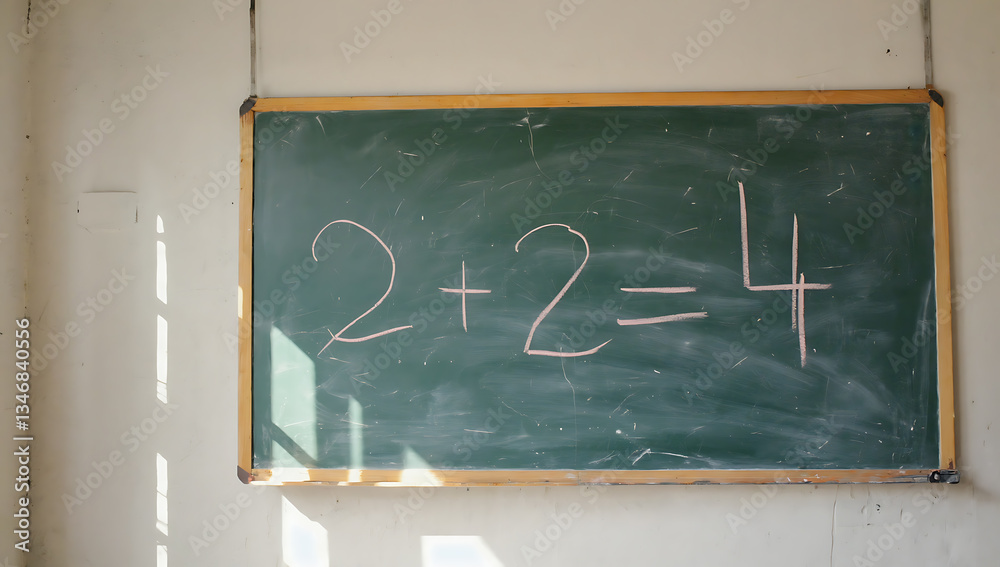 Fototapeta premium Simple math equation on a chalkboard