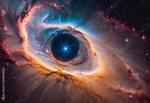 Nebula with Central Dark Region and Glowing Gases