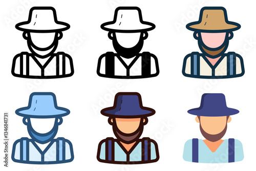 amish man wear traditional american clothes icon vector illustration
