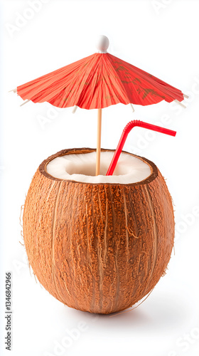 Wallpaper Mural Coconut Drink with Red Umbrella and Straw Torontodigital.ca