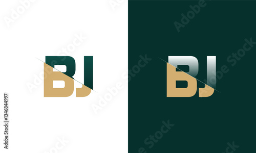 Letter BJ and JB cutting and linked logo with Creative monogram logo design