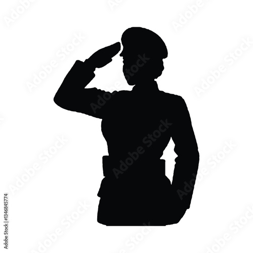group of people. vector silhouettes of people . force officer are saluteing. army soldier giving salute silhouette vector  illustration design.