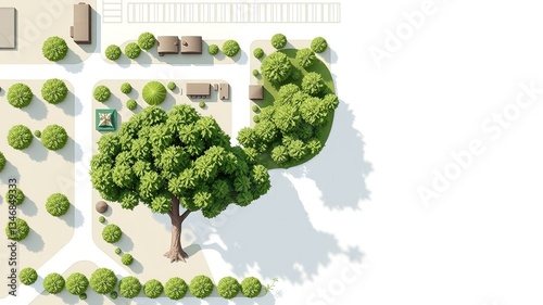 Landscaped Site Plan with Mature Trees and Open Space