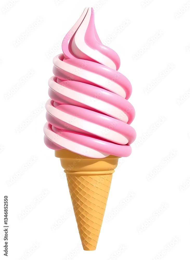 Delicious Swirled Pink Ice Cream Cone
