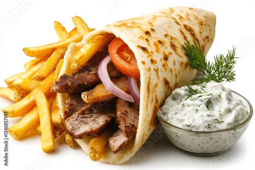 Delicious gyros on a white background