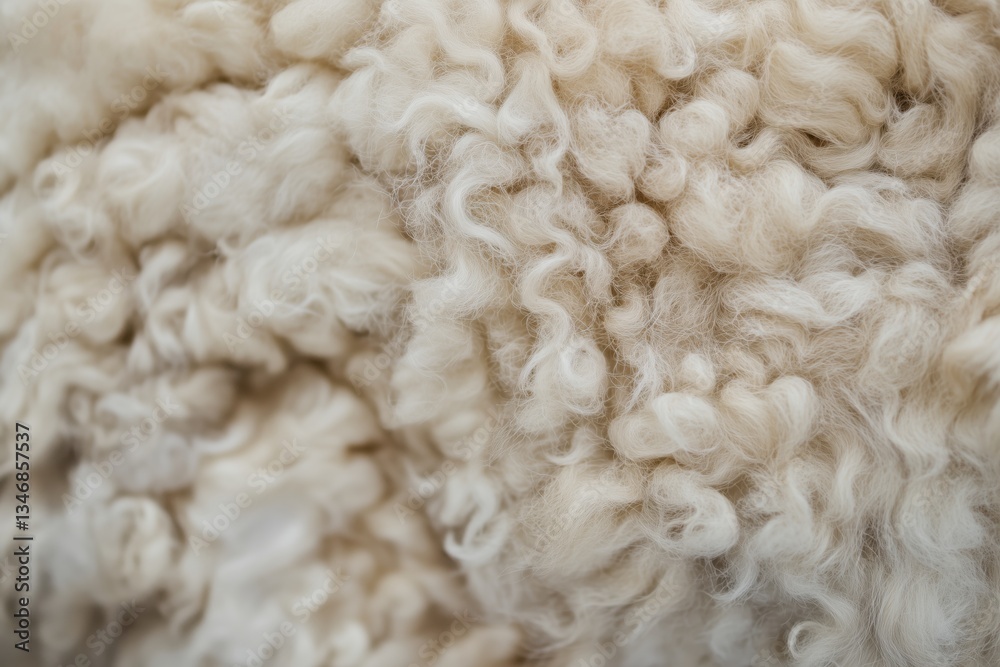 Minimalistic close-up of sheep's wool with an emphasis on the texture and softness of the curly pile. Clean wool textured background of light colored animal hair Minimalistic close-up of sheep's wool with an emphasis on the texture and softness of the curly pile. Clean wool textured background of light colored animal hair