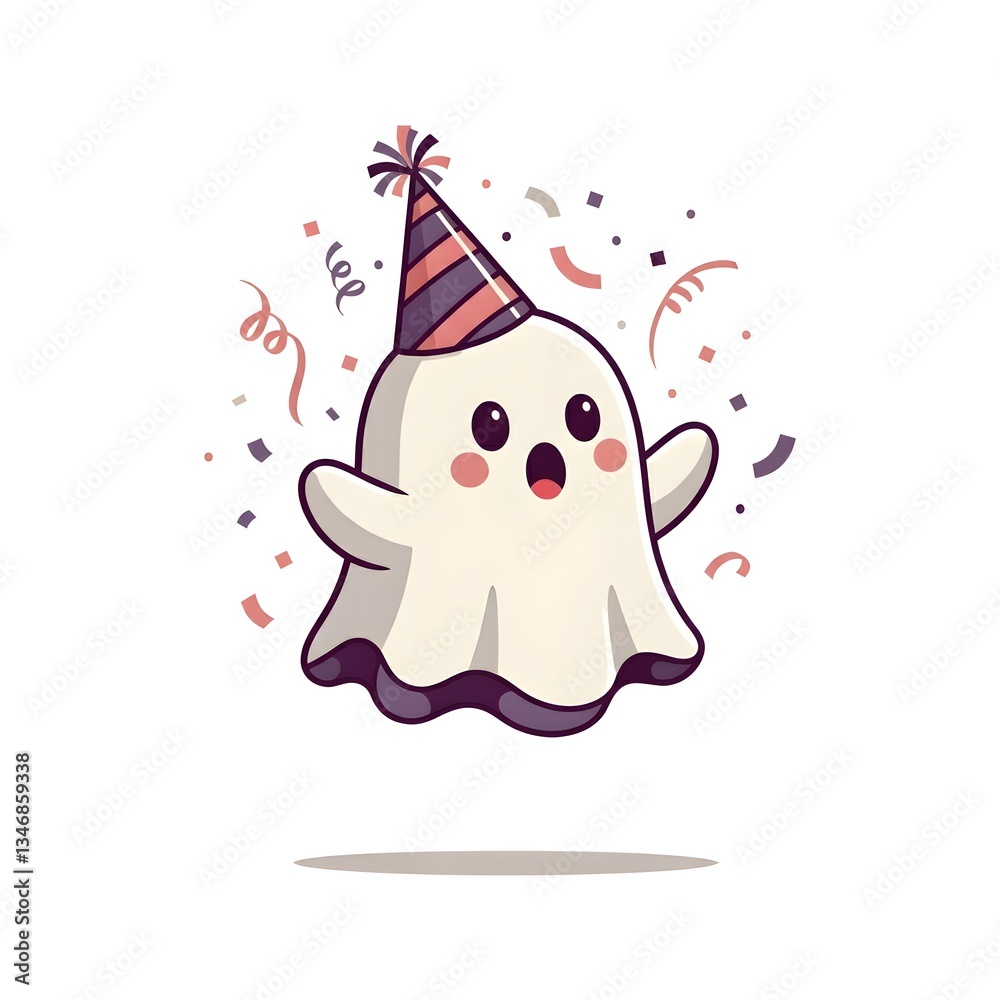 Fototapeta premium cute kawaii ghost illustration, cute ghost illustration ai generated, ai generated halloween ghost clipart, ai generated illustration, kawaii ghost clipart, best selling, kawaii ghost art
