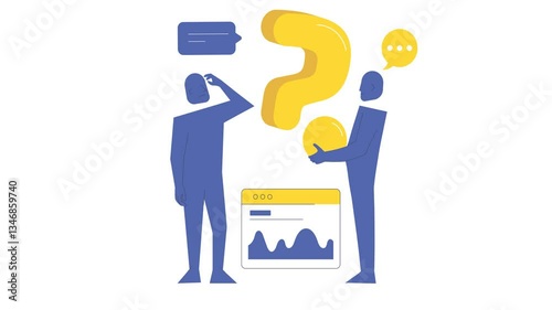 Flat Illustration Depicting Query Resolution and Online Data Communication