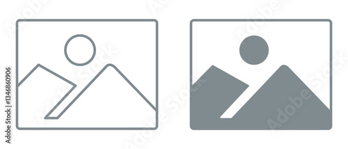 Flat picture placeholder symbol for the app, website, or user interface design. No found or available image in the gallery or album. No photo thumbnail graphic element. white background