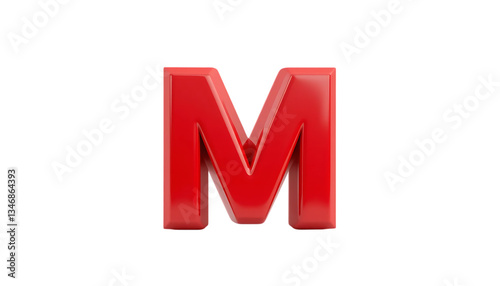Red color 3d font M