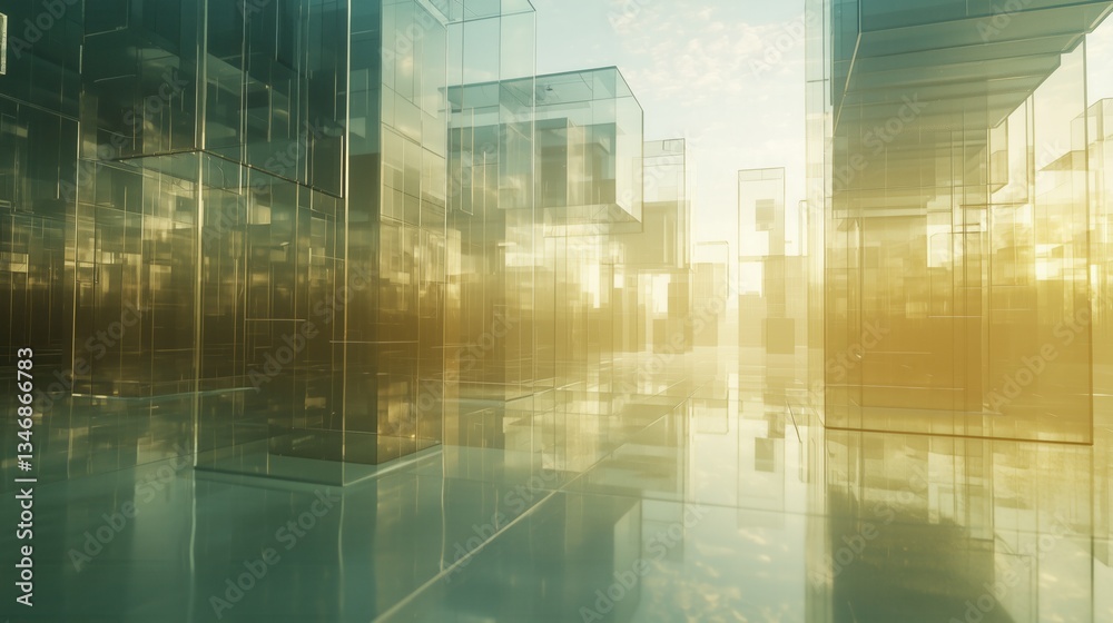 Fototapeta premium Abstract Glass Structures with Soft Lighting