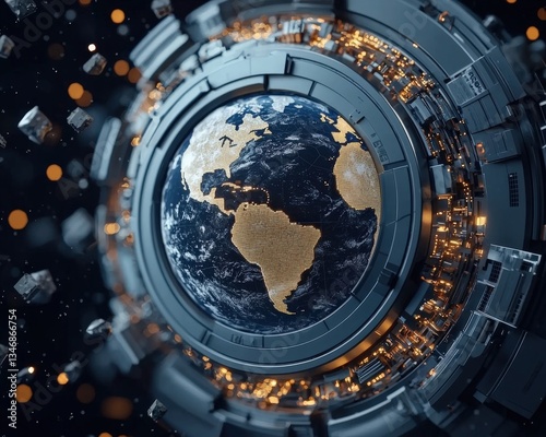 A conceptual visual of a safe world surrounded by secure financial elements