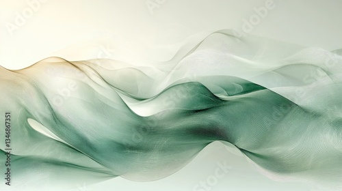 Abstract green waves flow, soft background, design element
