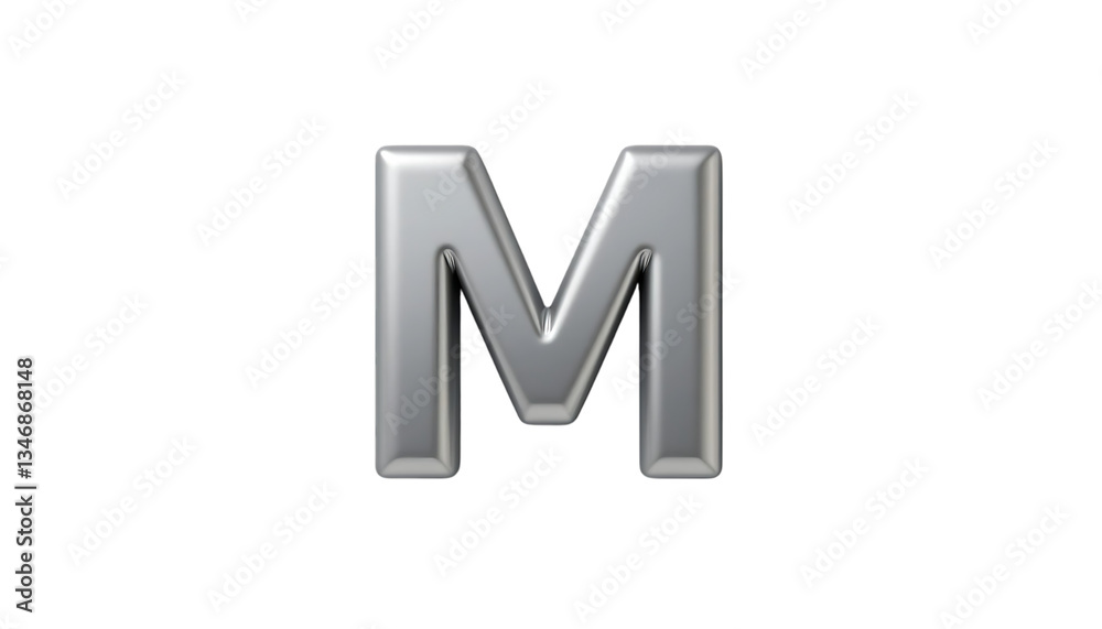 Silver color 3d font M Silver color 3d font M