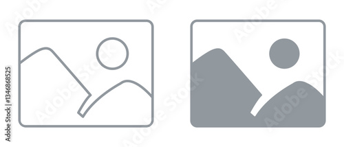 Flat picture placeholder symbol for the app, website, or user interface design. No found or available image in the gallery or album. No photo thumbnail graphic element. white background