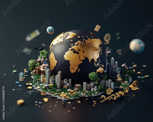 A conceptual visual of a safe world surrounded by secure financial elements