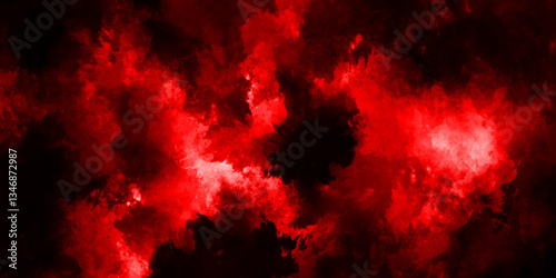 Dark red powder explosion cloud on black background. Abstract red and black grunge texture smoke. smoke fog misty texture overlay on dark black. paranormal red mystic smoke, clouds for movie.